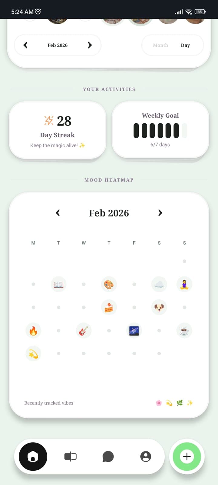 Mood heatmap tracking emotional growth